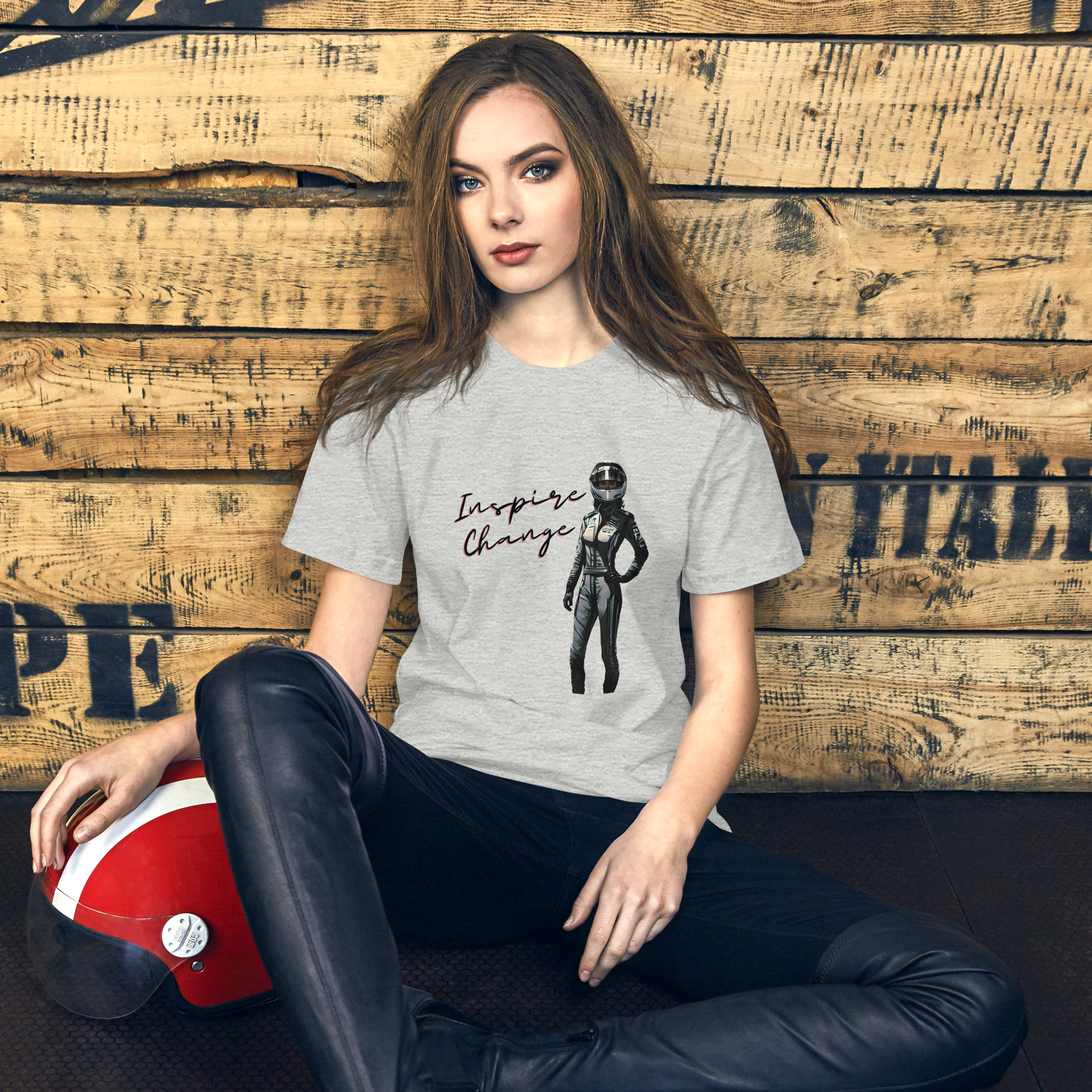 Grey Womens Racing Car T Shirt Inspire Change